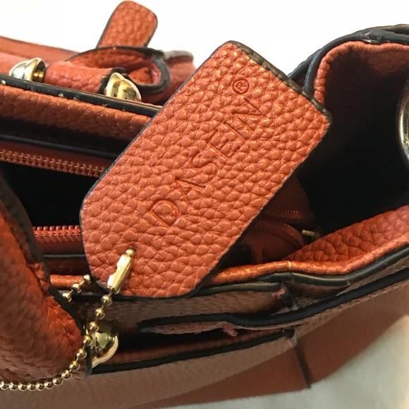 Dasein Satchel Brown Leather W/ Shoulder Strap - Picture 5 of 5